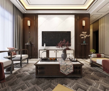 New Chinese Style A Living Room-ID:500334981