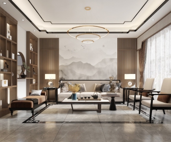 New Chinese Style A Living Room-ID:904789082