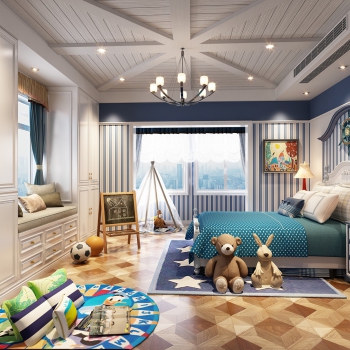 Mediterranean Style Boy's Room And Son's Room-ID:395427946