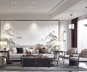 New Chinese Style A Living Room-ID:493545067