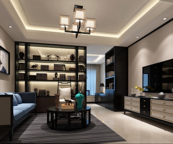 New Chinese Style A Living Room-ID:946583031