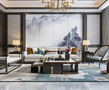 New Chinese Style A Living Room-ID:158895976