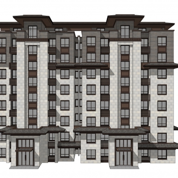 新中式住宅楼建筑外观-ID:141100889