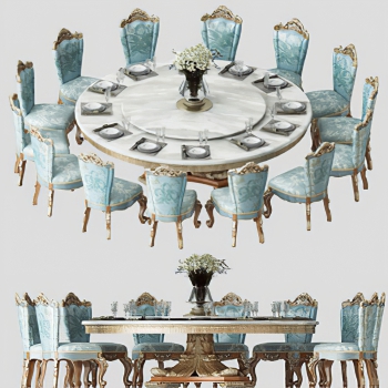 European Style Dining Table And Chairs-ID:365334038