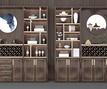 New Chinese Style Wine Cabinet-ID:619488951