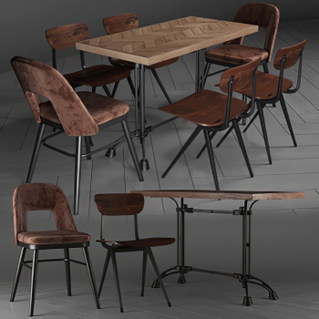Industrial Style Dining Table And Chairs-ID:843863016