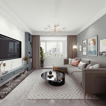 Nordic Style A Living Room-ID:916394951