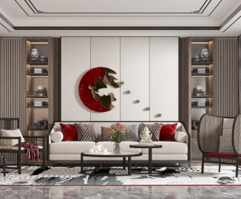 New Chinese Style A Living Room-ID:108686925