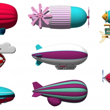 现代飞艇、热气球、游乐场设备-ID:571156986