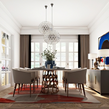 Simple European Style Dining Room-ID:904467112