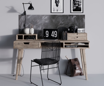 Industrial Style Computer Desk And Chair-ID:140142929