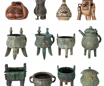 中式青铜陶瓷文物古董摆件组合-ID:202877048