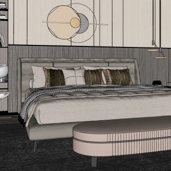 Modern Double Bed-ID:804569015