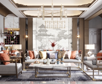 New Chinese Style A Living Room-ID:416143895