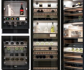 现代酒柜恒温柜，冰箱3D模型