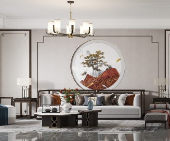 New Chinese Style A Living Room-ID:556916959