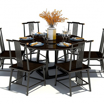 New Chinese Style Dining Table And Chairs-ID:589682103