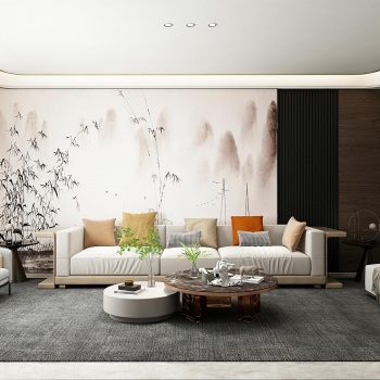 New Chinese Style A Living Room-ID:860102896