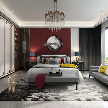 New Chinese Style Bedroom-ID:350734952