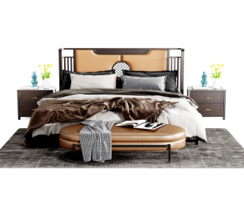 New Chinese Style Double Bed-ID:930325037