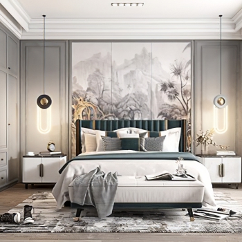 New Chinese Style Bedroom-ID:512661939