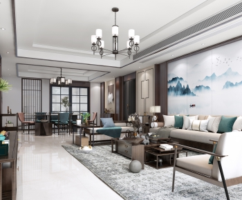 New Chinese Style A Living Room-ID:282990954