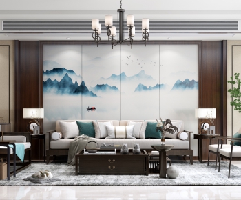 New Chinese Style A Living Room-ID:469563014