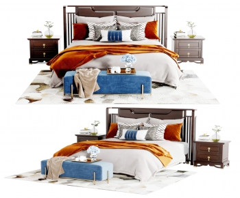 New Chinese Style Double Bed-ID:786612035