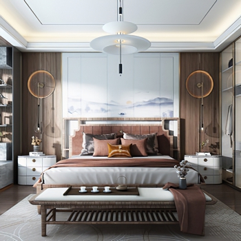 New Chinese Style Bedroom-ID:932288896