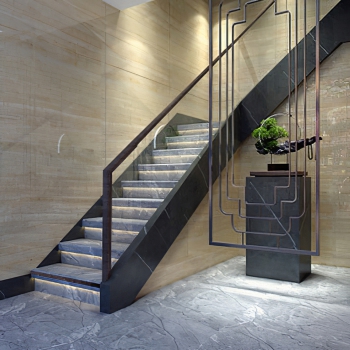 New Chinese Style Stairwell-ID:689851058