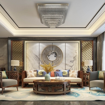 New Chinese Style A Living Room-ID:310348996