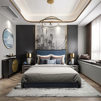 New Chinese Style Bedroom-ID:595153096