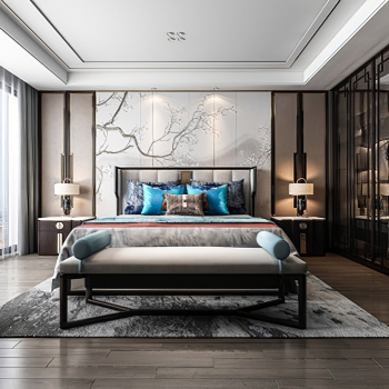 New Chinese Style Bedroom-ID:533790612