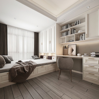 Simple European Style Bedroom-ID:890532979