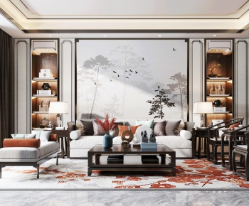 New Chinese Style A Living Room-ID:421962988