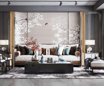 New Chinese Style A Living Room-ID:823216927