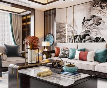 New Chinese Style A Living Room-ID:653806926