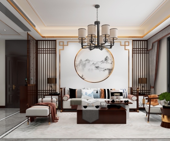 New Chinese Style A Living Room-ID:309149031