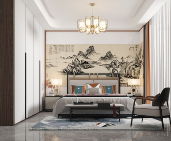 New Chinese Style Bedroom-ID:406039007