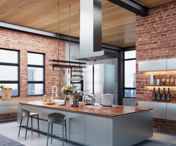 Industrial Style Central Kitchen-ID:710814954