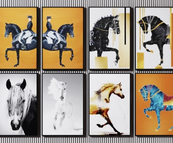现代马装饰挂画组合-ID:784589054