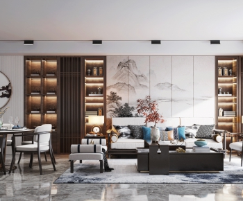 New Chinese Style A Living Room-ID:411354068