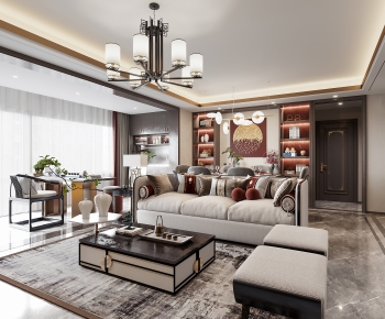New Chinese Style A Living Room-ID:401251081