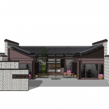 新中式茶室会所建筑外观-ID:900020642