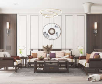 New Chinese Style A Living Room-ID:892059097