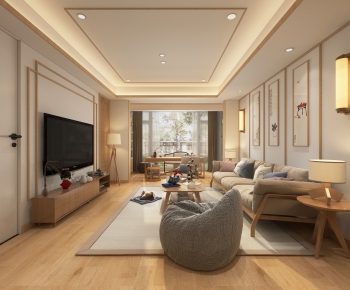 New Chinese Style A Living Room-ID:885905036