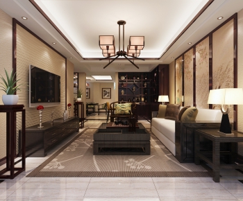 New Chinese Style A Living Room-ID:320715902