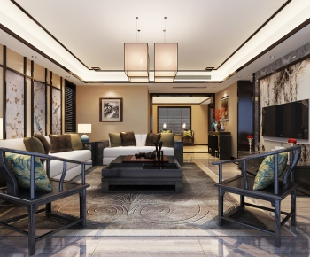 New Chinese Style A Living Room-ID:487020971