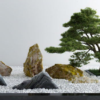 新中式石头松树景观小品-ID:160599952