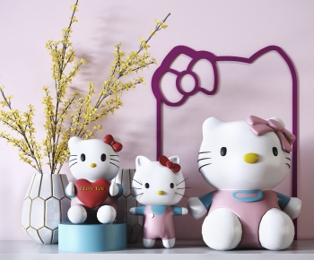 北欧hello kitty玩具猫粉色系陈设品-ID:695097926
